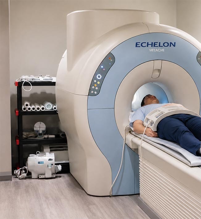 Patient undergoing an MRI scan at a Midtown Manhattan imaging center